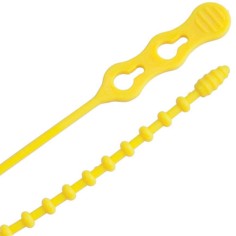 Ancor Reusable Beaded Cable Ties - 12&quot; - Yellow - 15-Pack