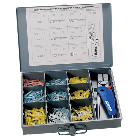 Ancor 257-Piece Heat Shrink Connector Kit w-Crimper & Mini Torch