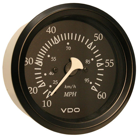 VDO Allentare Black 60MPH 3-3-8&quot; (85mm) Pitot Speedometer - Black Bezel