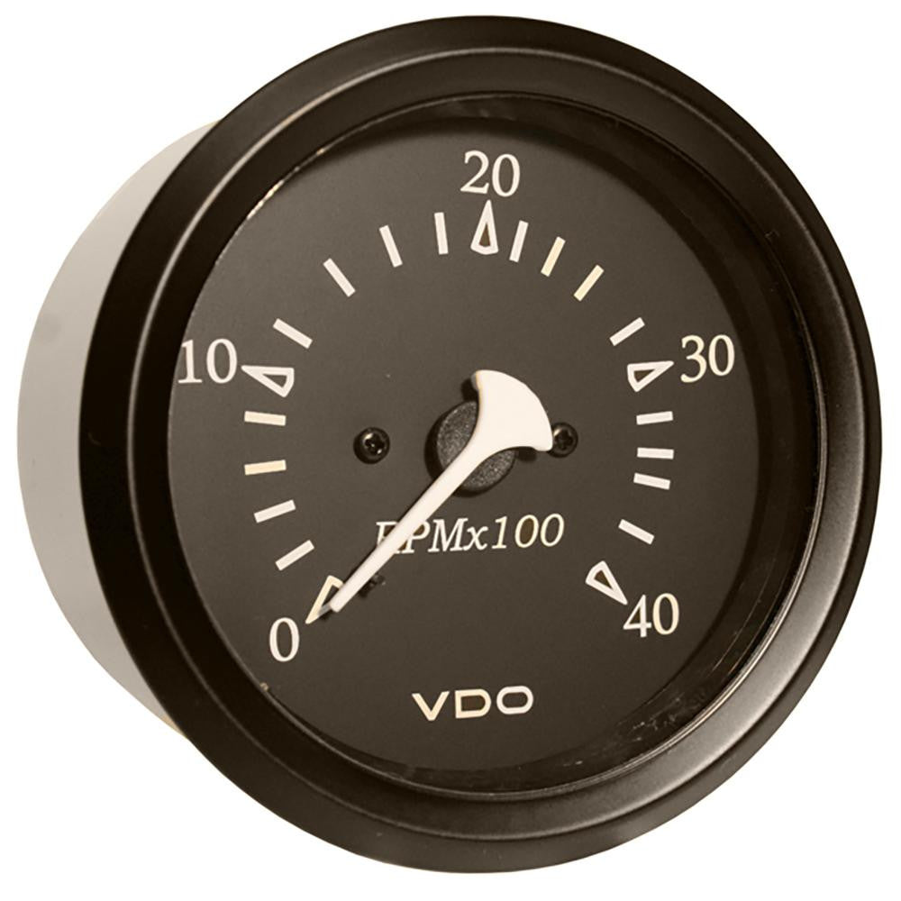VDO Allentare BlacK 4000RPM 3-3-8&quot; (85mm) Diesel Tachometer (Alternator) - 12V - Black Bezel