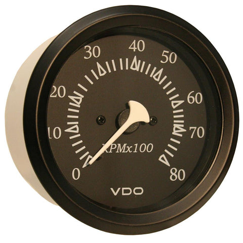 VDO Allentare Black 8000RPM 3-3-8&quot; (85mm) Outboard Tachometer - 12V - Black Bezel