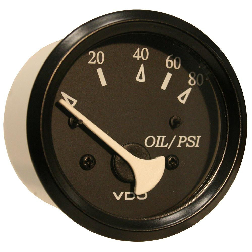 VDO Allentare Black 80PSI Oil Pressure Gauge - Use w-Marine 240-33 Ohm Sender - 12V - Black Bezel