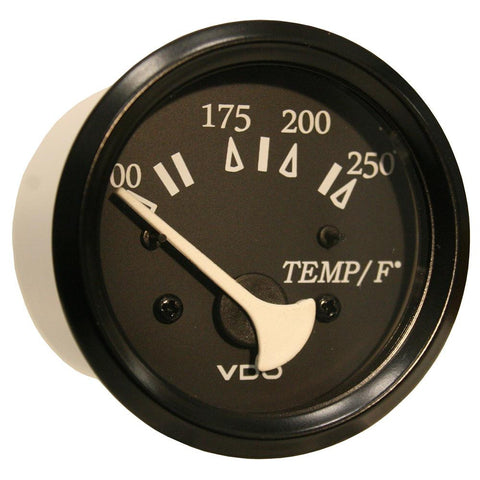VDO Allentare Black 250&#176;F Water Temperature Gauge - Use w-Marine 450-29 Ohm Sender - 12V - Black Bezel