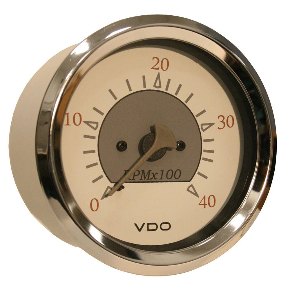 VDO Allentare White-Grey 4000RPM 3-3-8&quot; (85mm) Diesel Tachometer (Alternator) - 12V