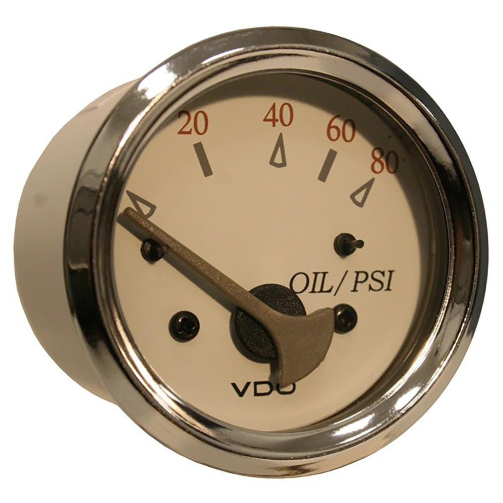 VDO Allentare White-Grey 80PSI Oil Pressure Gauge - Use w-Marine 240-33 Ohm Sender - 12V