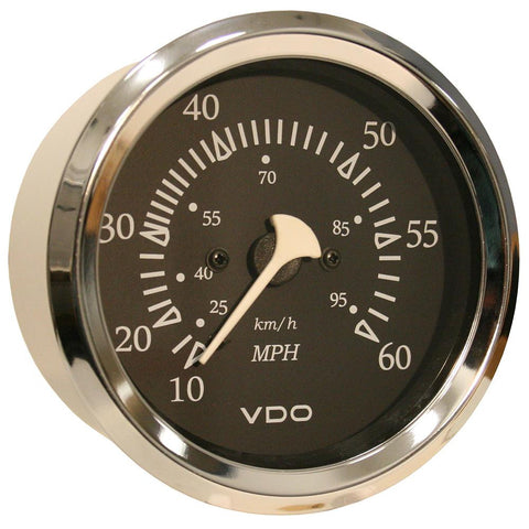VDO Allentare Black 60MPH 3-3-8&quot; (85mm) Pitot Speedometer - Chrome Bezel