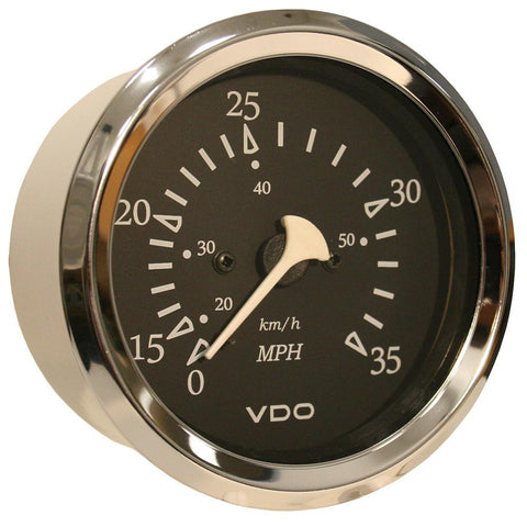VDO Allentare Black 35MPH 3-3-8&quot; (85mm) Pitot Speedometer - Chrome Bezel