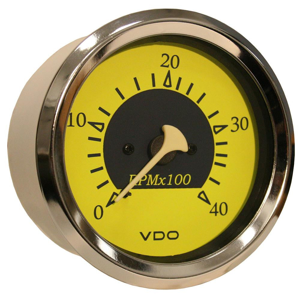 VDO Allentare Yellow-Blue 4000RPM 3-3-8&quot; (85mm) Diesel Tachometer (Alternator) - 12V