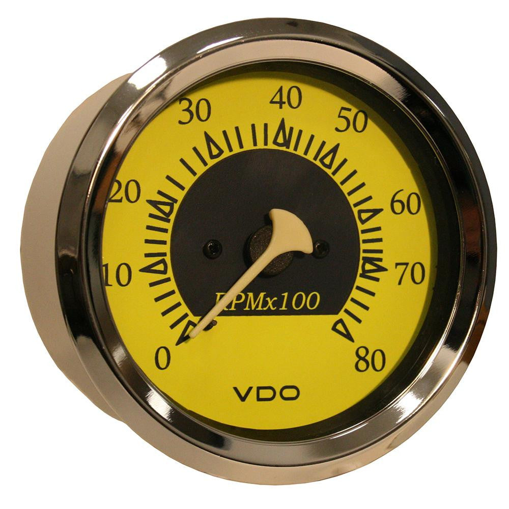 VDO Allentare Yellow-Blue 8000RPM 3-3-8&quot; (85mm) Outboard Tachometer - 12V