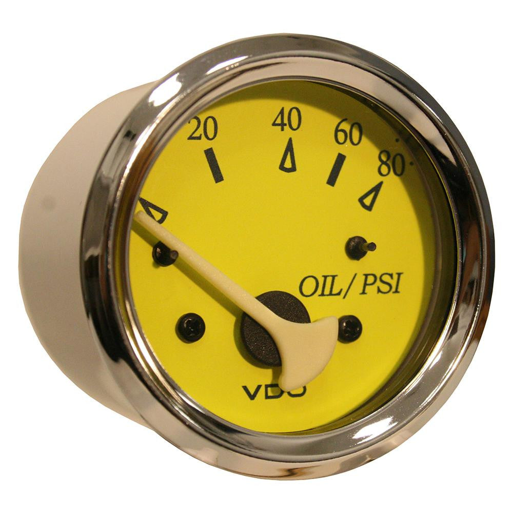 VDO Allentare Yellow-Blue 80PSI Oil Pressure Gauge - Use w-Marine 240-33 Ohm Sender - 12V