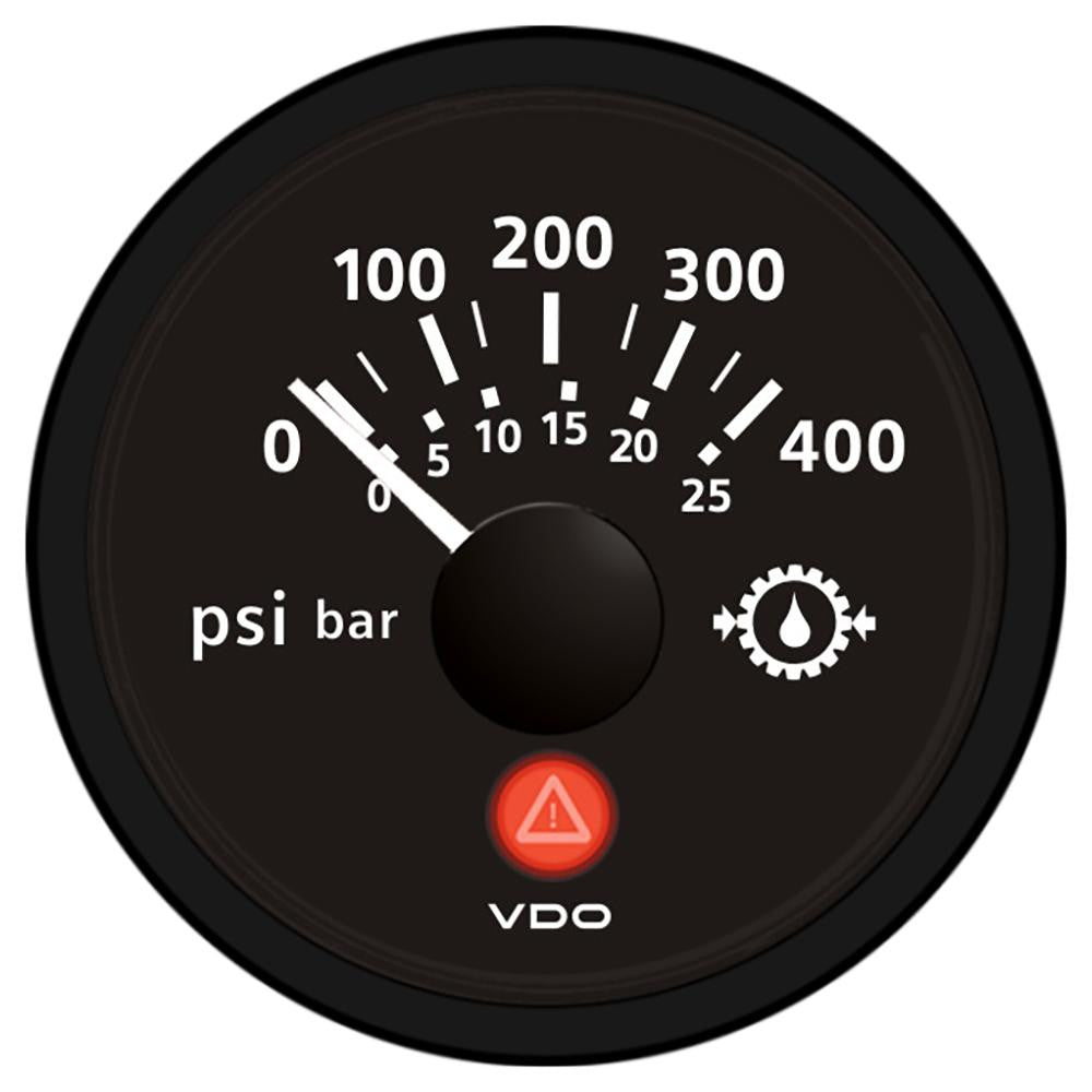 VDO Viewline Onyx 400 PSI-25 bar Gear Pressure Gauge 12-24V - Use with VDO Sender