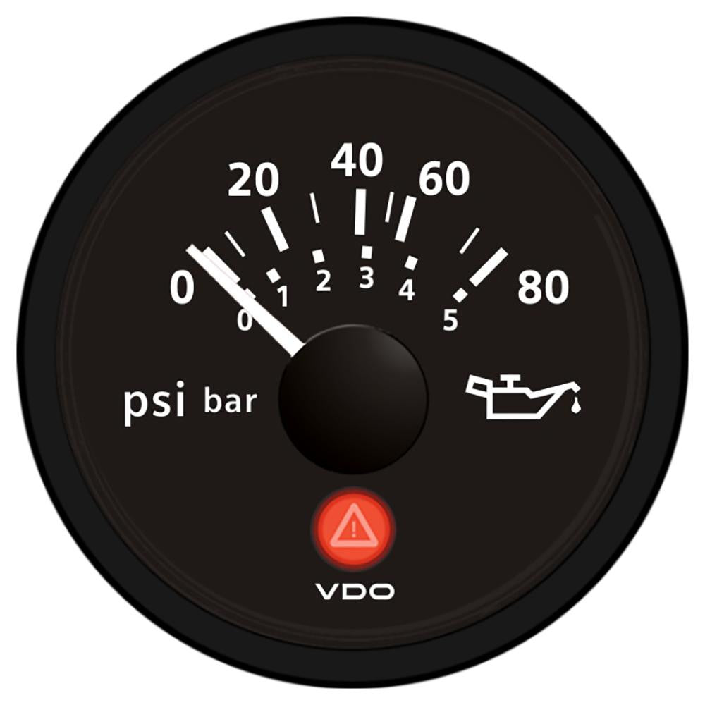 VDO Viewline Onyx 80 PSI-5 Bar Oil Pressure Gauge 12-24V - Use with VDO Sender