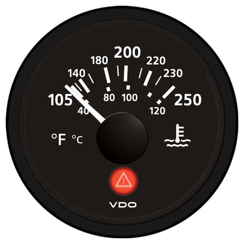 VDO Viewline Onyx 250&#176;F-120&#176;C Water Temperature Gauge 12-24V - Use with VDO Sender