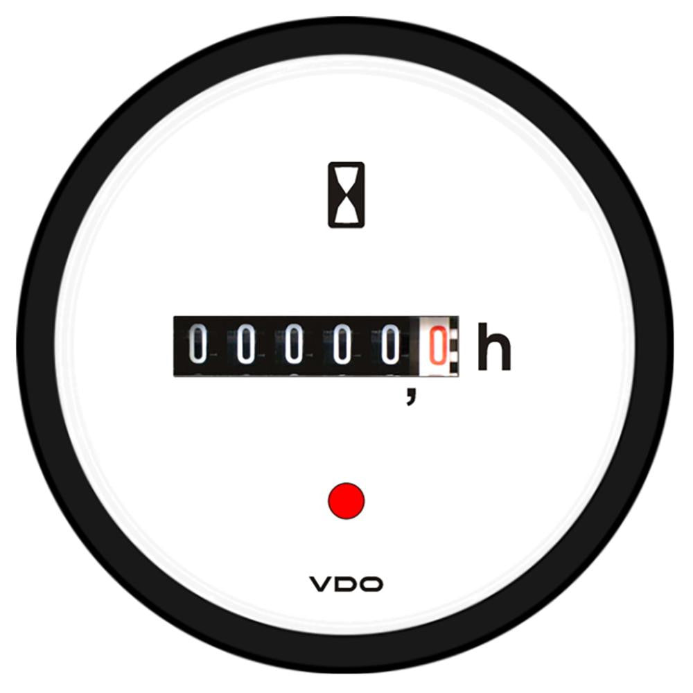 VDO Viewline Ivory Hourmeter, 100K Hours, Illuminated - 12-24V