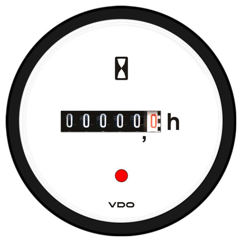 VDO Viewline Ivory Hourmeter, 100K Hours, Illuminated - 12-24V