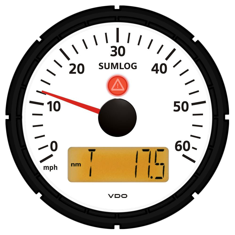 VDO Viewline Ivory 60mph Sumlog (Speed-Depth-Temp) 3-3-8&quot; (85mm) w-Odometer, Clock and Voltmeter - 12-24V