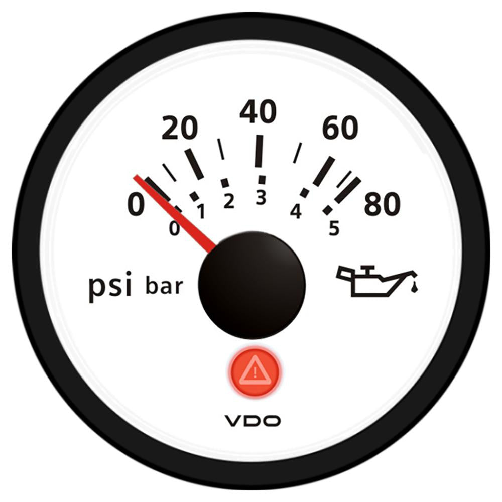VDO Viewline Ivory 80 PSI-5 Bar Oil Pressure Gauge 12-24V - Use with VDO Sender