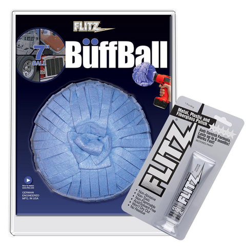 Flitz Buff Ball - Extra Large 7&quot; - Blue w-1.76oz Tube Flitz Polish