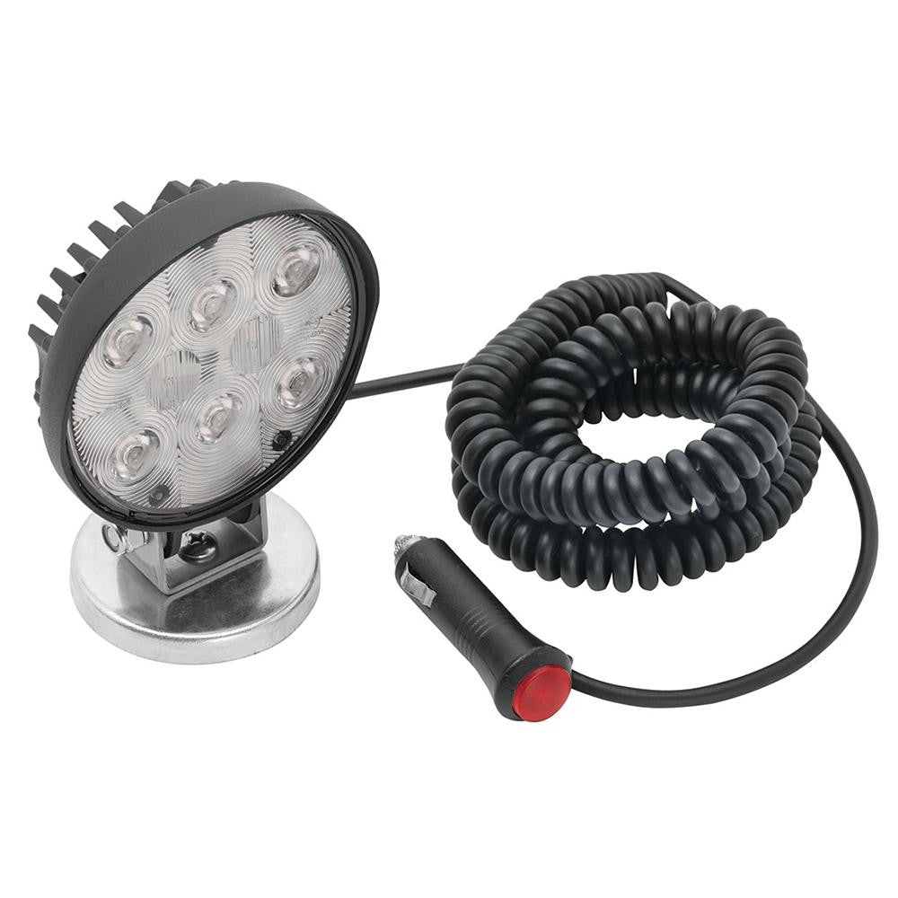 Wesbar Round Auxiliary LED Work Light w-19' Coiled Cord & Magnetic Base