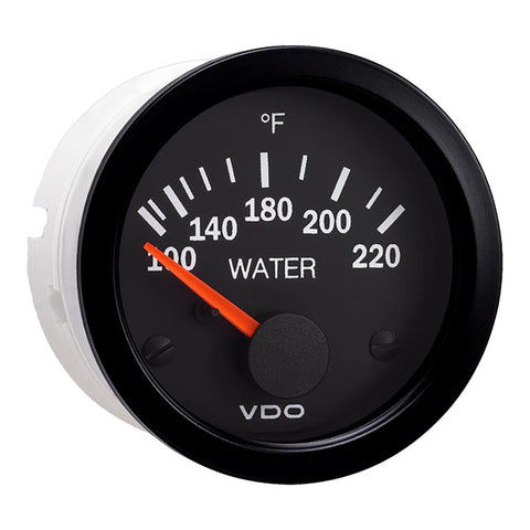 VDO Vision Black 220&#176;F Water Temperature Gauge - Use with US Sender - 12V