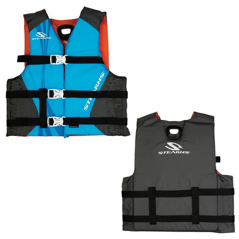 Stearns Youth Antimicrobial Nylon Vest Life Jacket - 50-90lbs - Abstract Wave-Grey