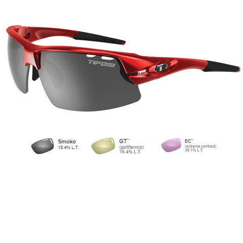 Tifosi Crit Golf Interchangeable Metallic Red Sunglasses - Smoke-GT&trade;-EC&trade;