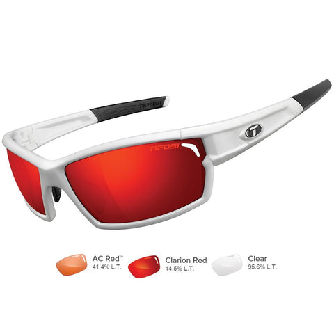Tifosi Camrock Matte White Interchangeable Sunglasses - Clarion Red-AC&trade; Red-Clear
