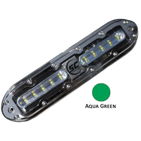Shadow-Caster SCM-10 LED Underwater Light w-20' Cable - 316 SS Housing - Aqua Green