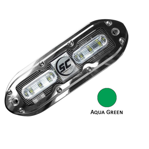 Shadow-Caster SCM-6 LED Underwater Light w-20' Cable - 316 SS Housing - Aqua Green