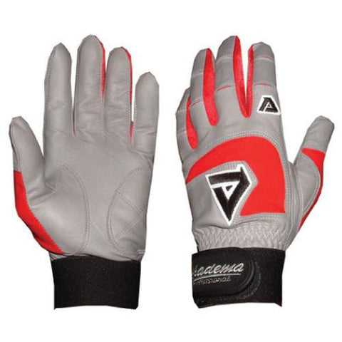 Adult Gray Batting Gloves (Red) (Medium)