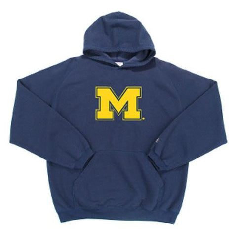 Michigan Wolverines NCAA Goalie Hooded Sweatshirt (Navy Blue) (Large) (Felt Applique)