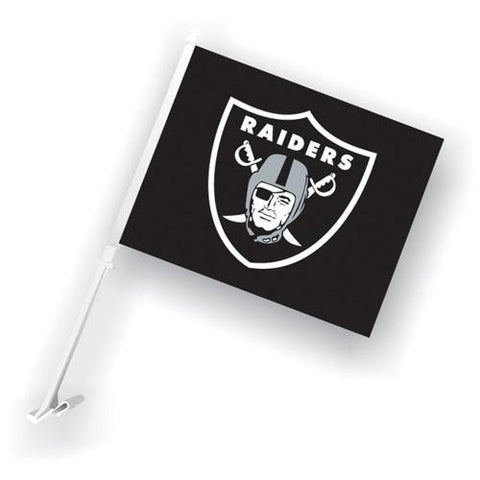 Oakland Raiders NFL Car Flag with Wall Brackett