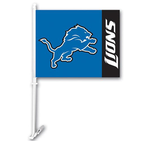 Detroit Lions NFL Car Flag with Wall Brackett