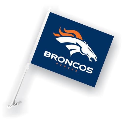 Denver Broncos NFL Car Flag with Wall Brackett