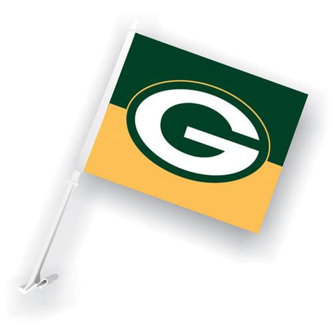 Green Bay Packers NFL Car Flag with Wall Brackett