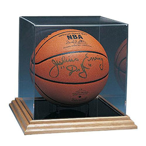 Basketball Display Case (Wood Base) (No Logo)