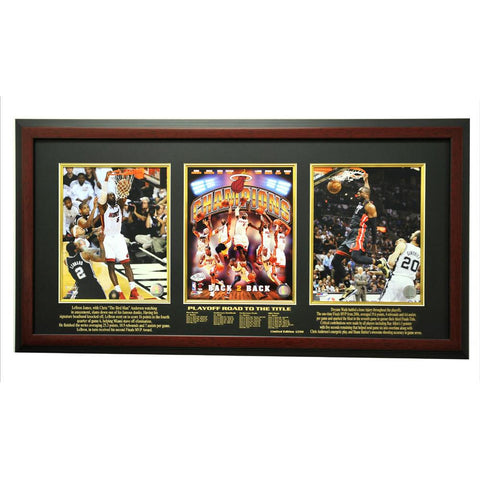 2012-2013 Miami Heat Champions Limited Edition Triple 8x10 Frame, Mahogany