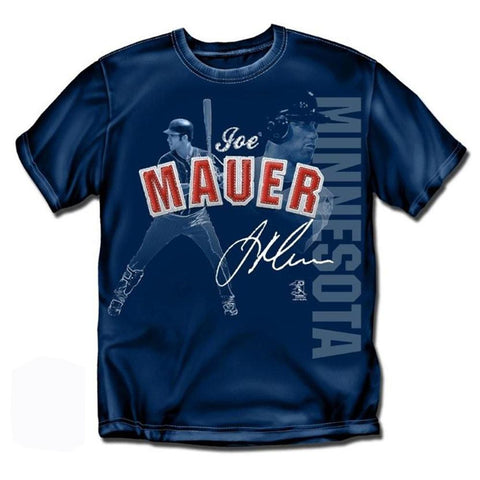 Minnesota Twins MLB Joe Mauer Players Stitch Mens Tee (Navy) (X Large)