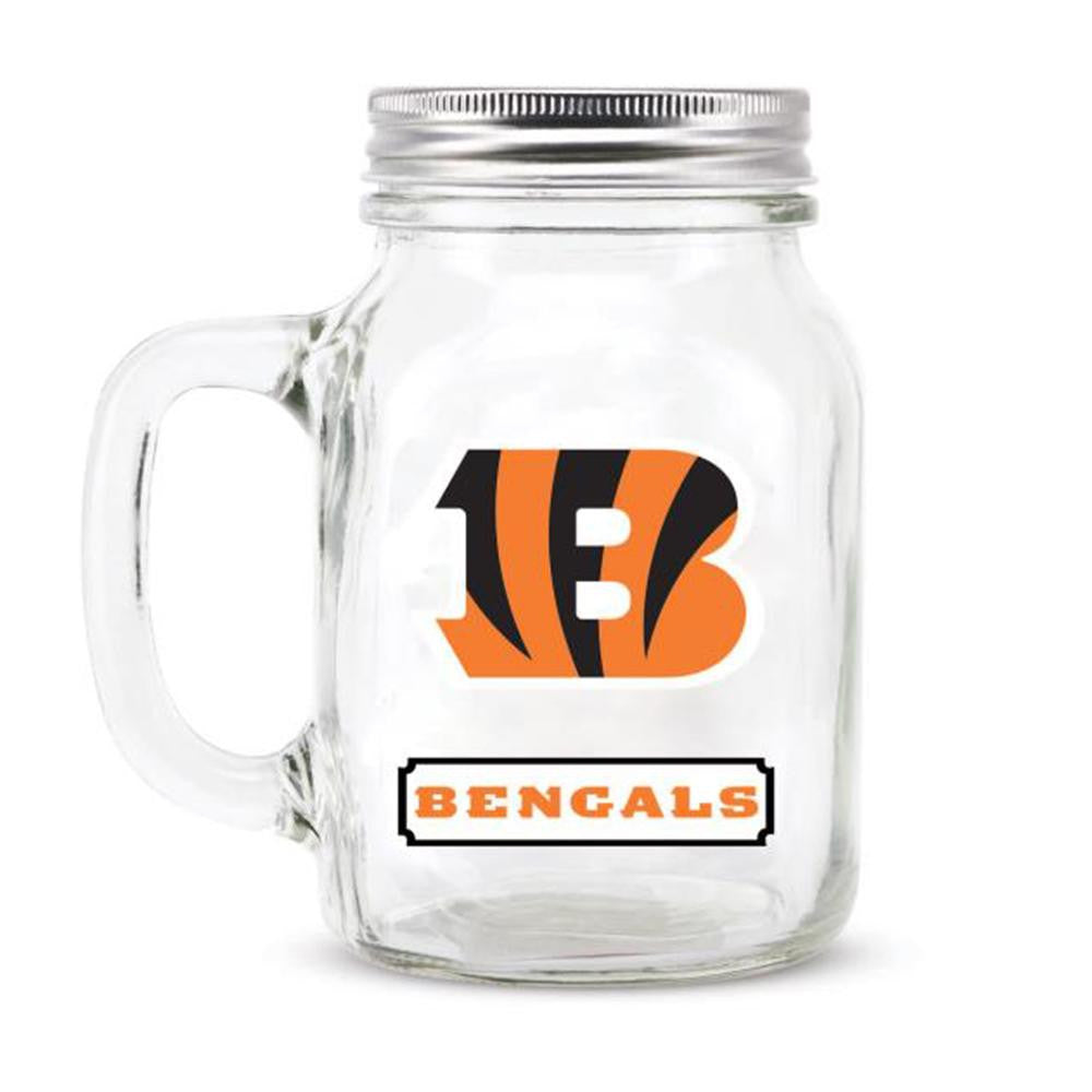 Cincinnati Bengals NFL Mason Jar Glass With Lid