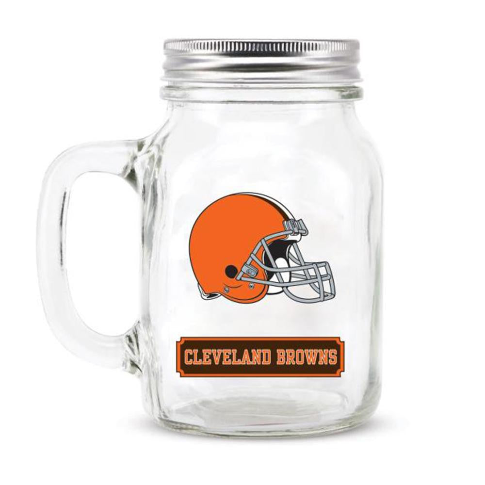 Cleveland Browns NFL Mason Jar Glass With Lid