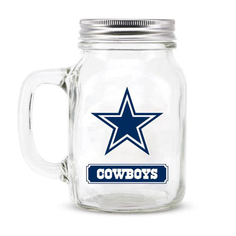 Dallas Cowboys NFL Mason Jar Glass With Lid
