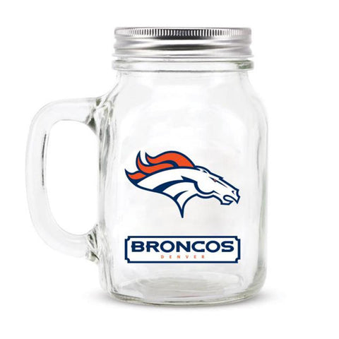Denver Broncos NFL Mason Jar Glass With Lid