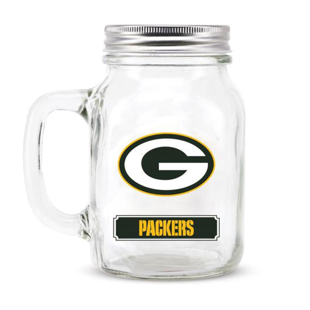 Green Bay Packers NFL Mason Jar Glass With Lid