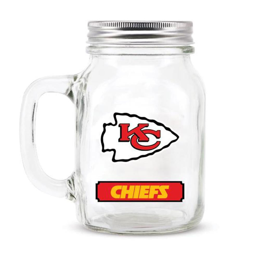 Kansas City Chiefs NFL Mason Jar Glass With Lid