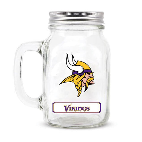 Minnesota Vikings NFL Mason Jar Glass With Lid