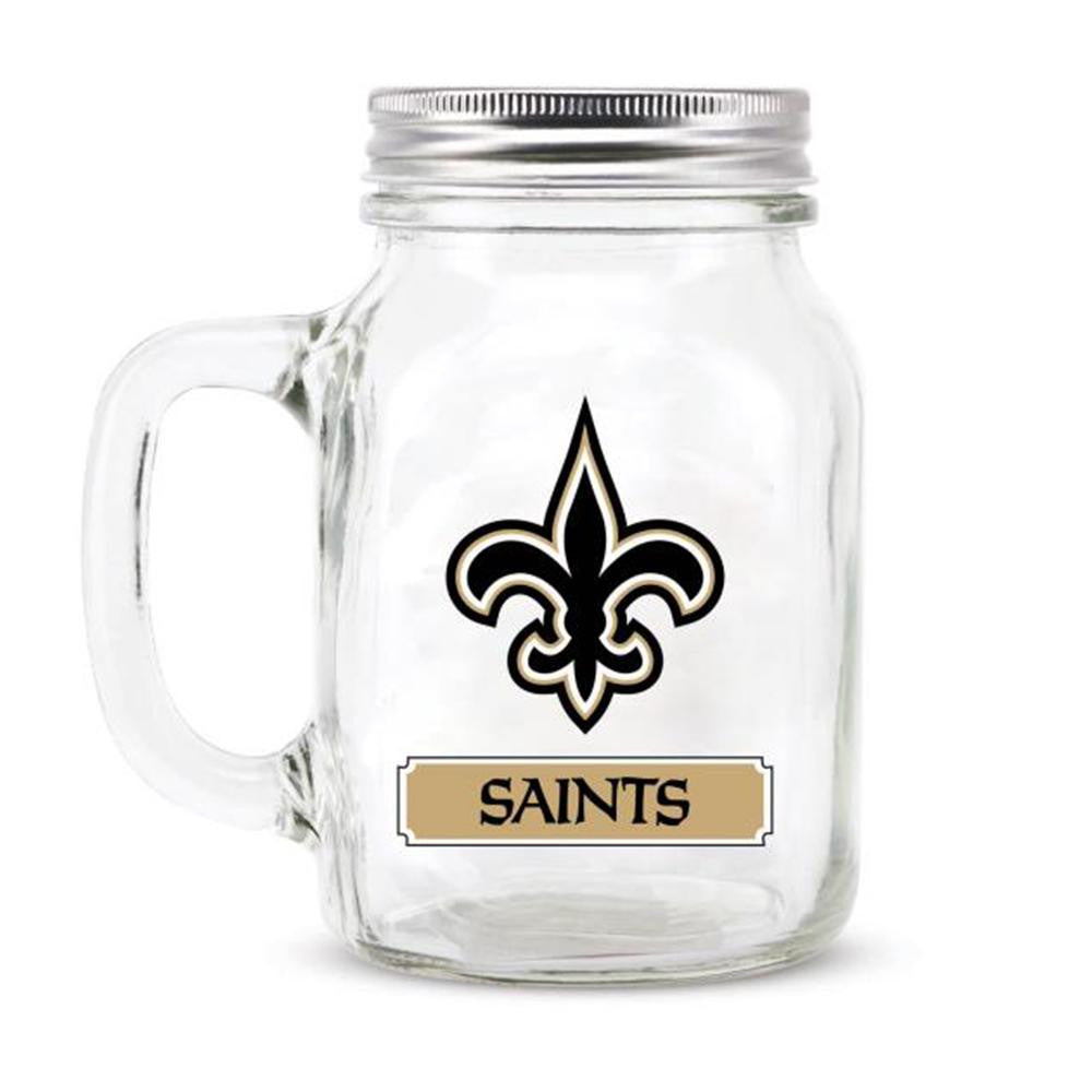 New Orleans Saints NFL Mason Jar Glass With Lid