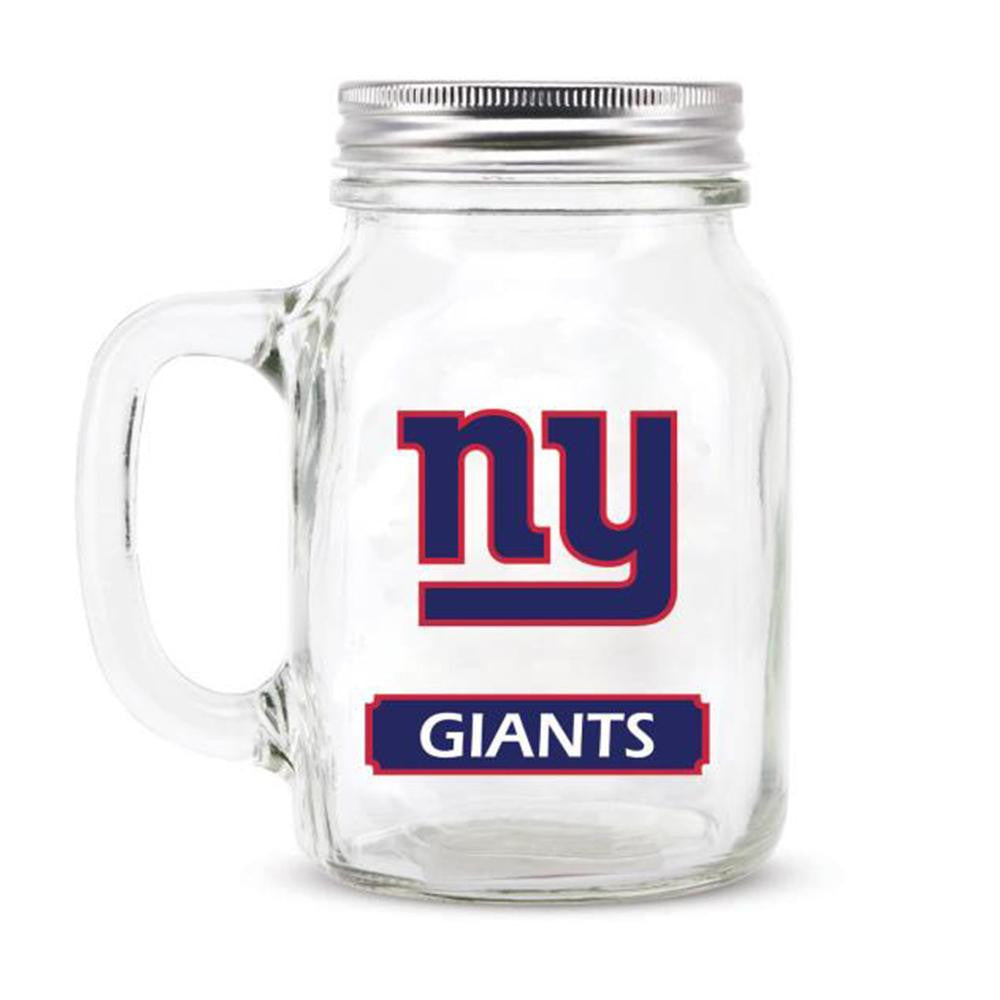 New York Giants NFL Mason Jar Glass With Lid