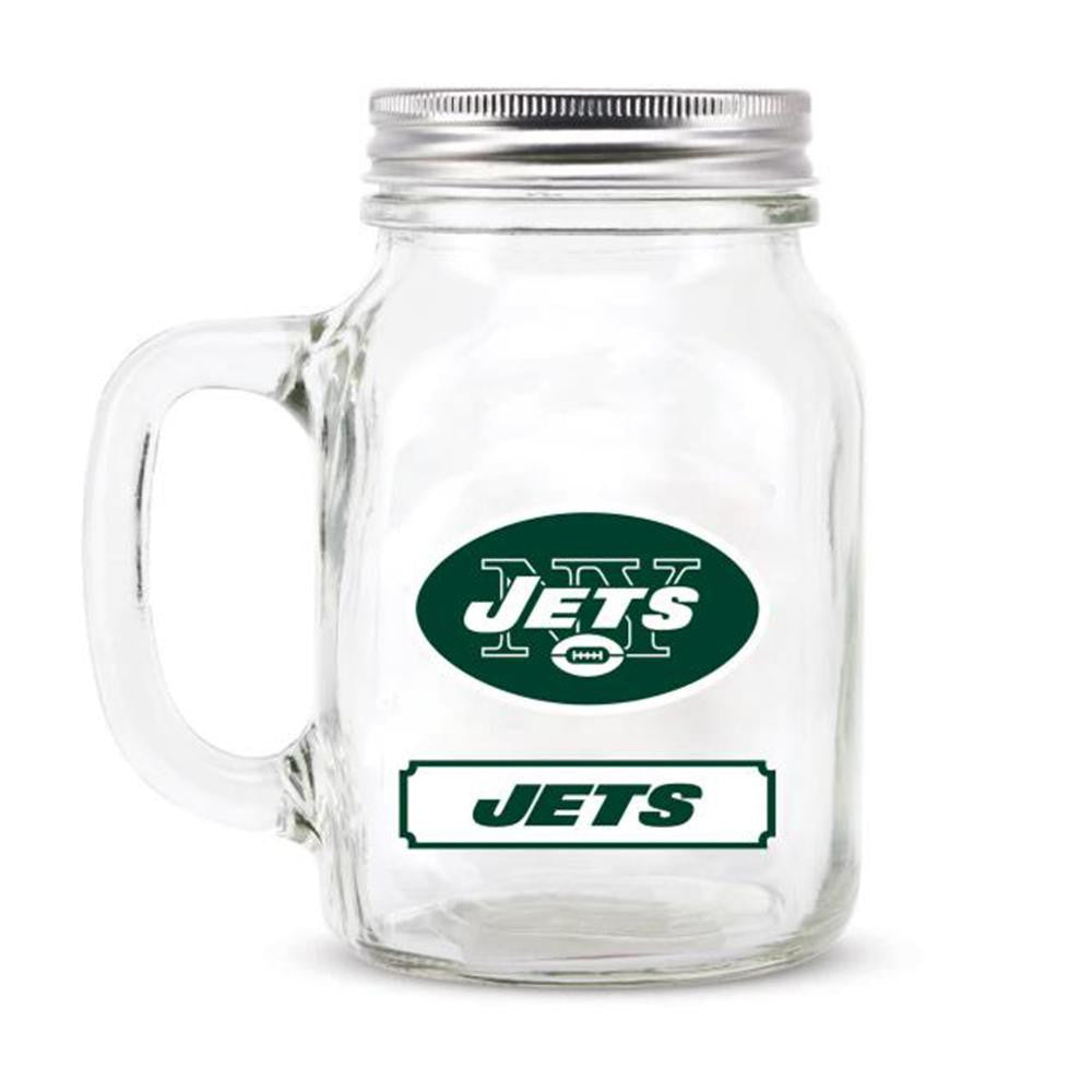 New York Jets NFL Mason Jar Glass With Lid