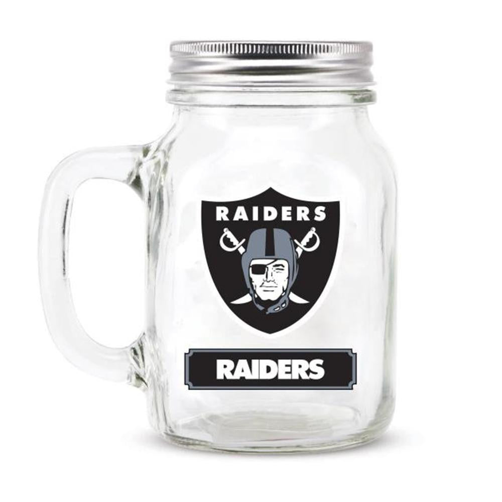 Oakland Raiders NFL Mason Jar Glass With Lid