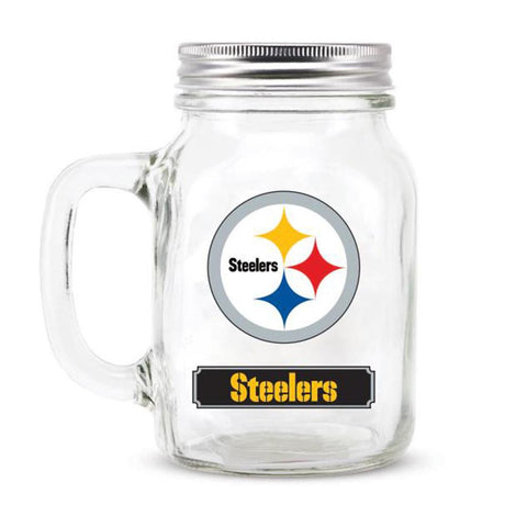 Pittsburgh Steelers NFL Mason Jar Glass With Lid